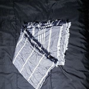 EUC Banana Republic Women's Small Blue and White Woven Striped Scarf